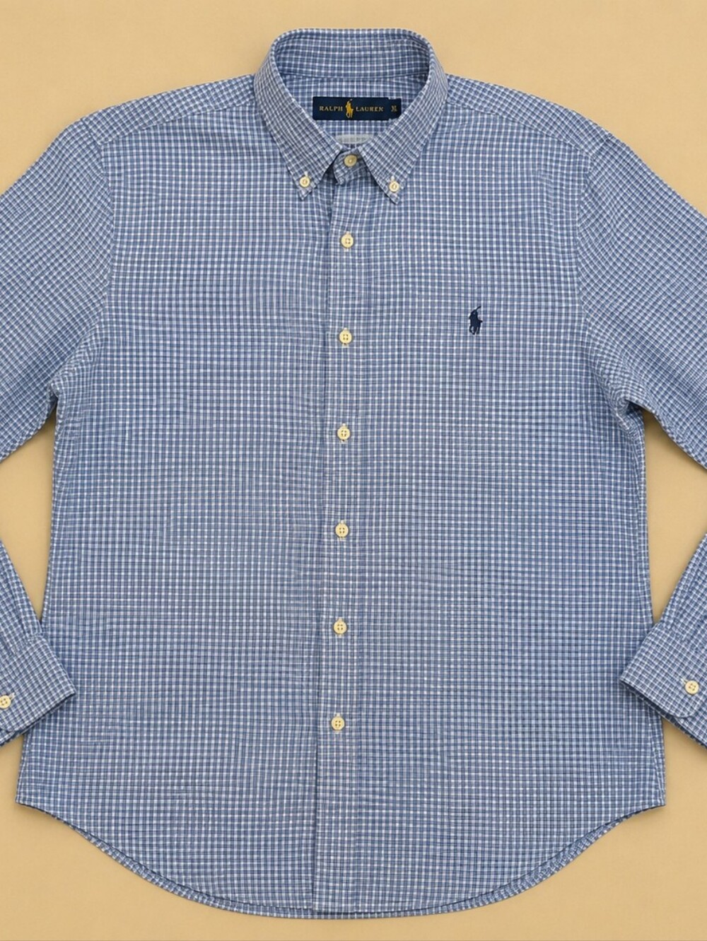 Ralph Lauren Men's Slim Fit Plaid Button Down Shirt XL Blue White Check